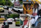 भोपाल: कैबिनेट बैठक में हिस्सा लेने के लिए ई-रिक्शा से पहुंचे मंत्री